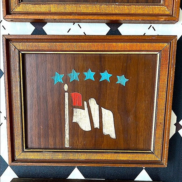 Vintage Patriotic Etched Wood Wall Art Set – Patriotic Elegance - Exquisite - Picture 4 of 8